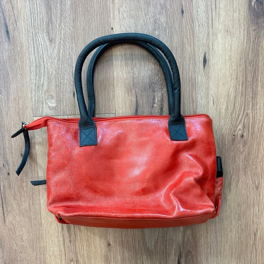 Cleo and Patek Red Leather Shoulder Bag with Black with original‎ storage bag